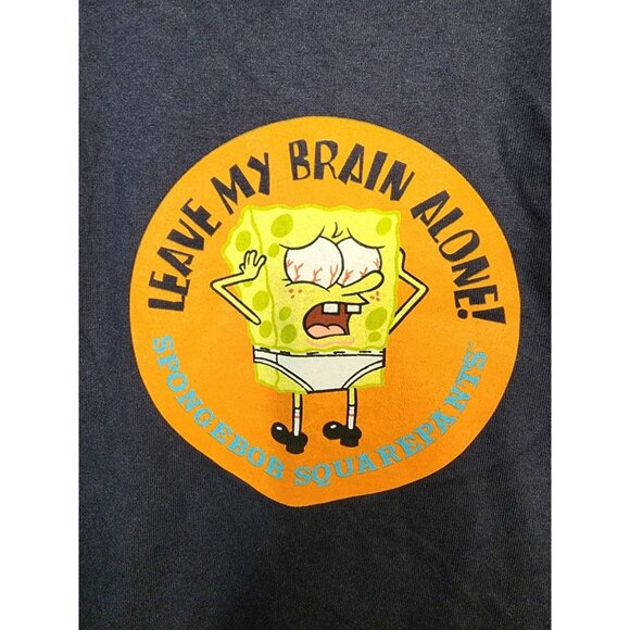 Men's XL SpongeBob SquarePants Leave My Brain Alone Nickelodeon T-Shirt Vtg 2002 - Picture 3 of 5